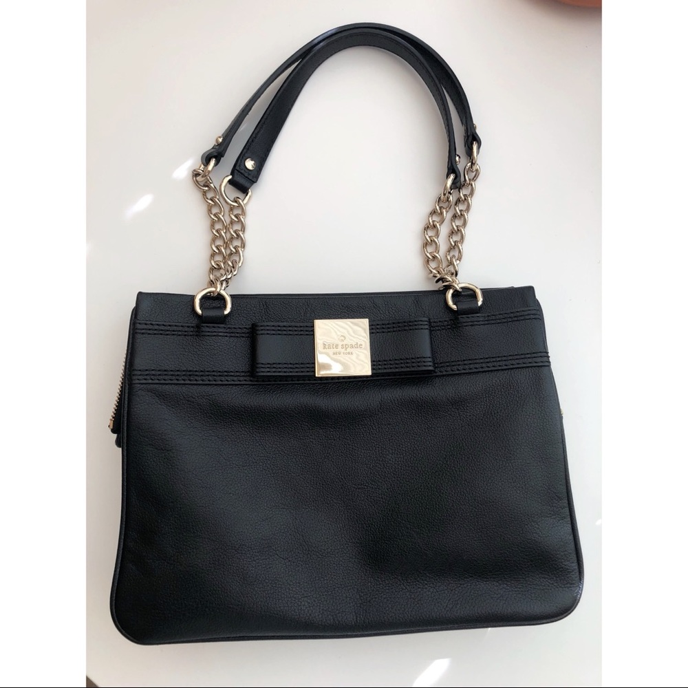 Kate Spade Black Leather Shoulder Bag 🎀🌸